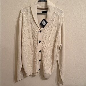 Tricots st Raphael Cardigan Sweater Cream cable knit . NEW w tags